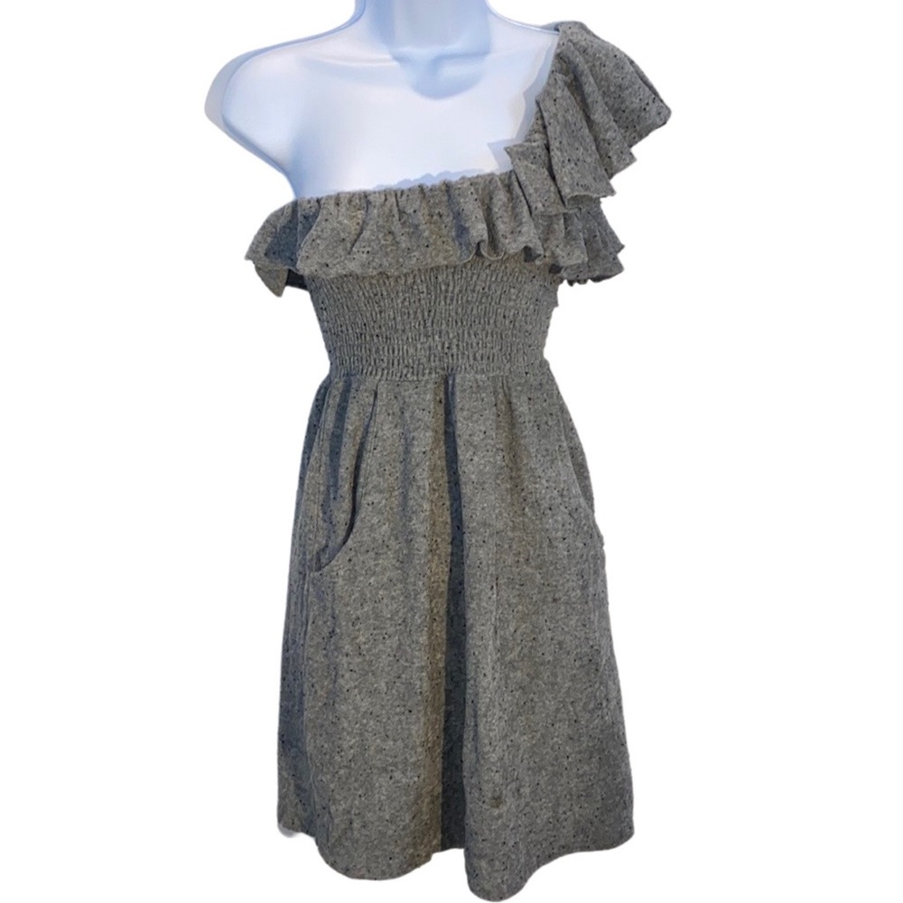 Juicy Couture Heather Grey Smocked Ruffle Terry Cloth Mini Dress Size M - Picture 1 of 17